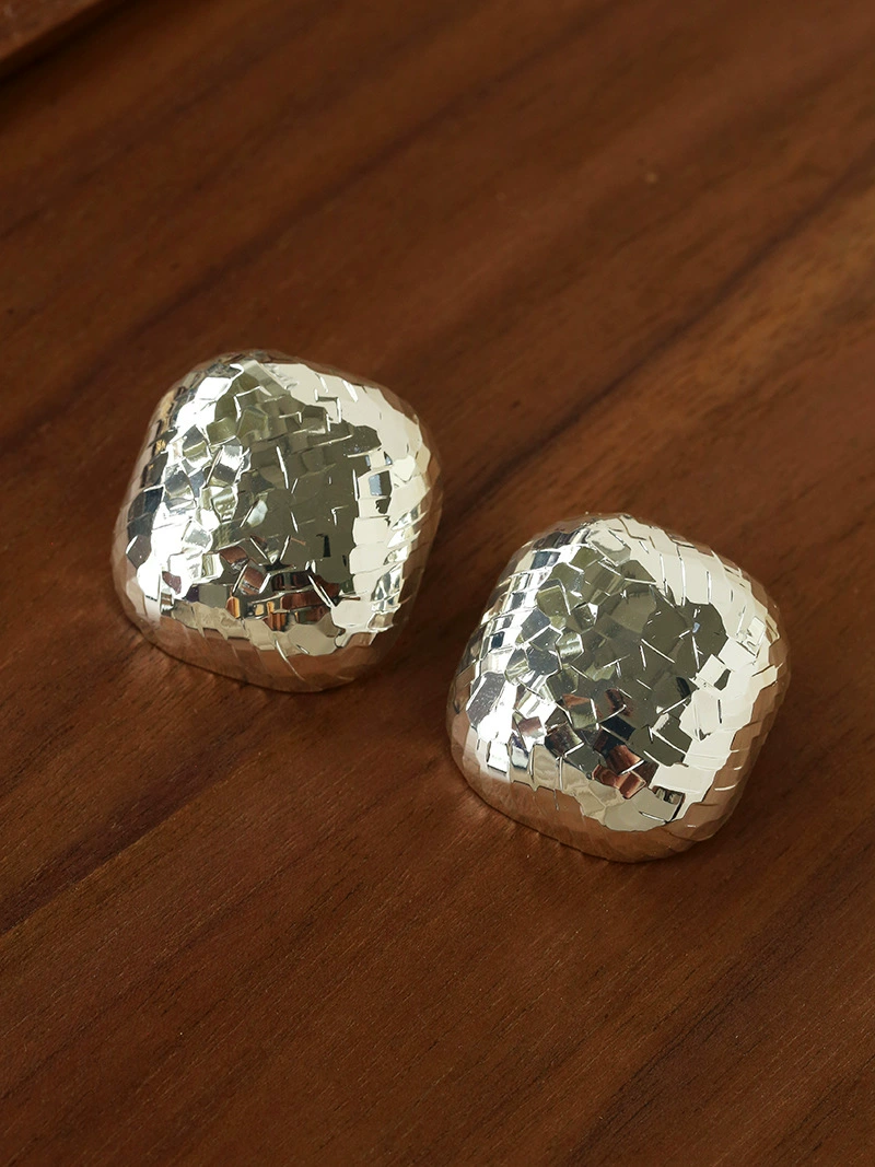 Geometric square earrings, European style, silver 925 sample