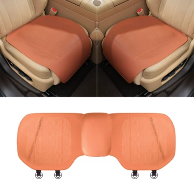 Universal seat cover lychee pattern seat cushion, universal - lychee-patterned-half-cover-thin-cushion-emma-orange-three-piece-set-universal-model