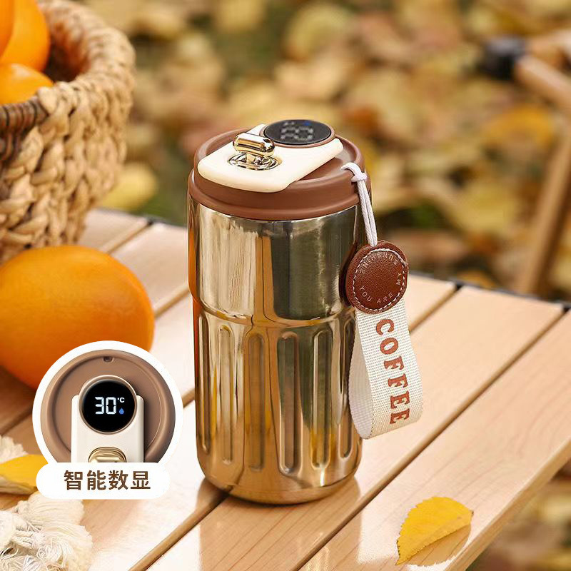 Taza de café con aislamiento térmico, taza de agua con aislamiento térmico para niñas, taza portátil de alto valor, taza de acero inoxidable, LOGOTIPO grabado