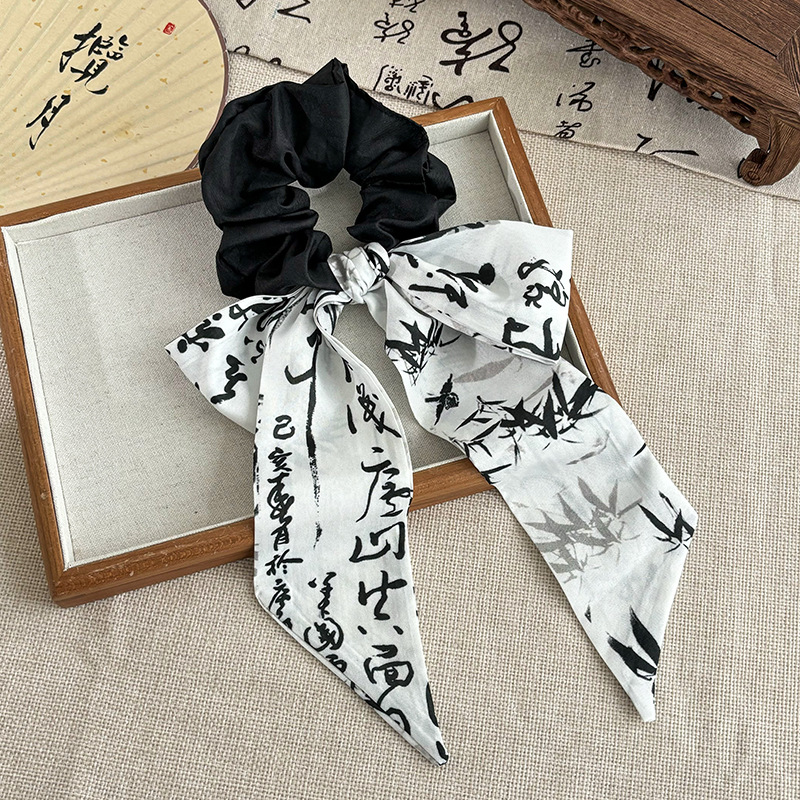 Francés punto de onda gris negro arco de bolas de cabello de bolas de cabello de alta elasticidad correa de cabello joyas de cabello