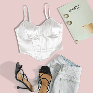 (Cross-border trading), sexy brace, top with cups, adjustable breast tightener, short straps