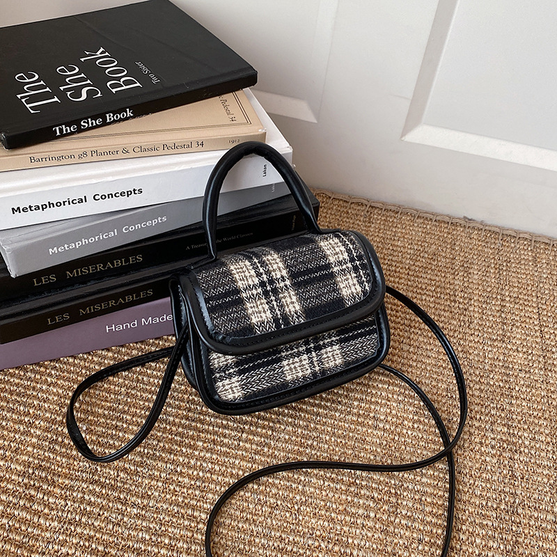 Borsa a tracolla a quadri da donna stile urbano casual_voghion.com