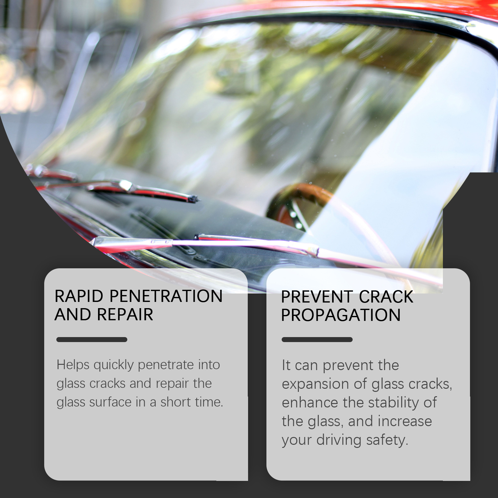 Homonth Glass Repair Kit Car Windshield Crack Scratch Clear Vision Portable Adhesive