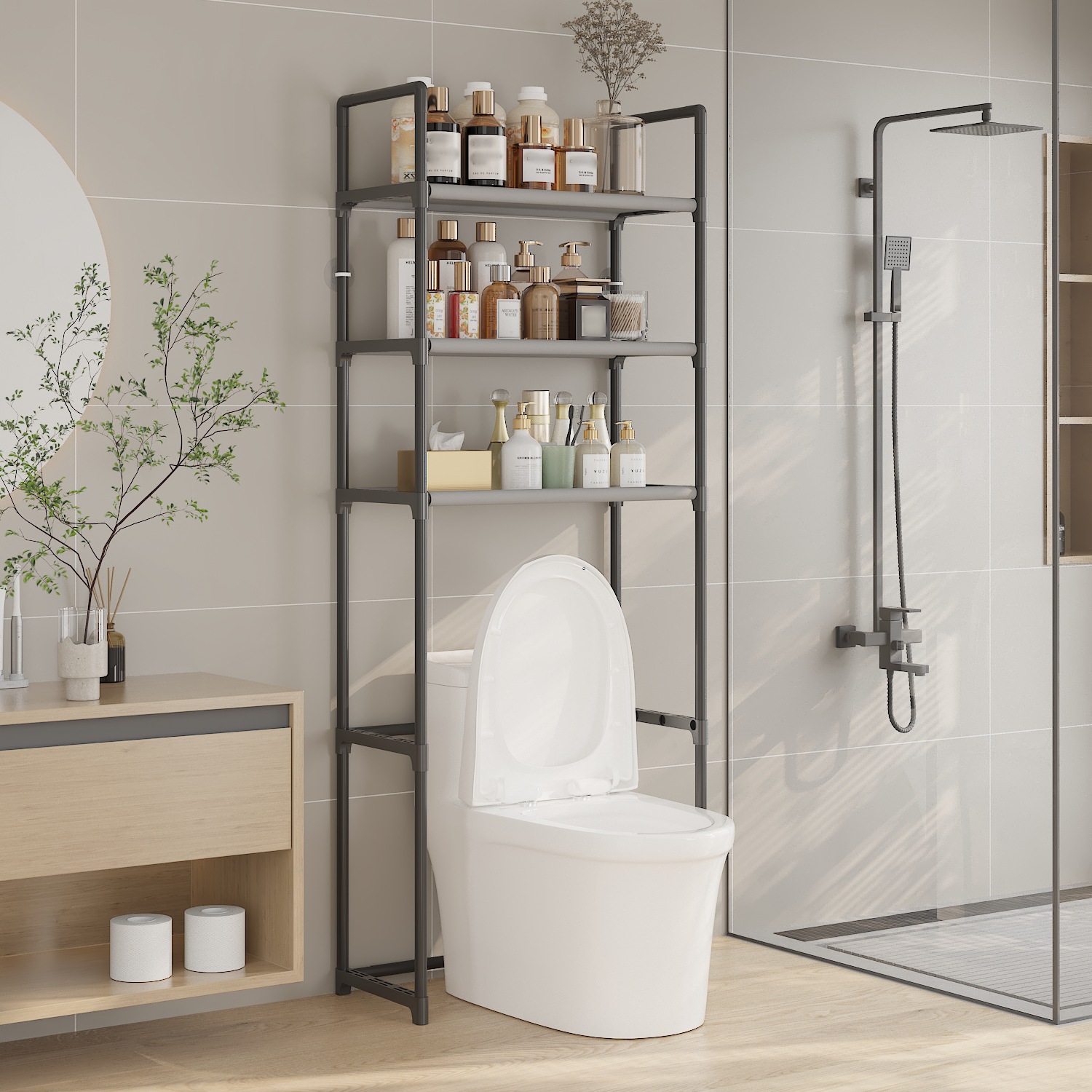 사이드 변기걸이 3단 블랙