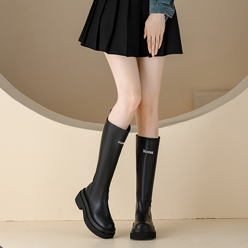 Fall 2023 New thick-soled knee boots for women chubby girl widened long Knight boots with high-rise letters Martin boots Fall 2023 New thick-soled knee boots for women chubby girl widened long Knight boots with high-rise letters Martin boots