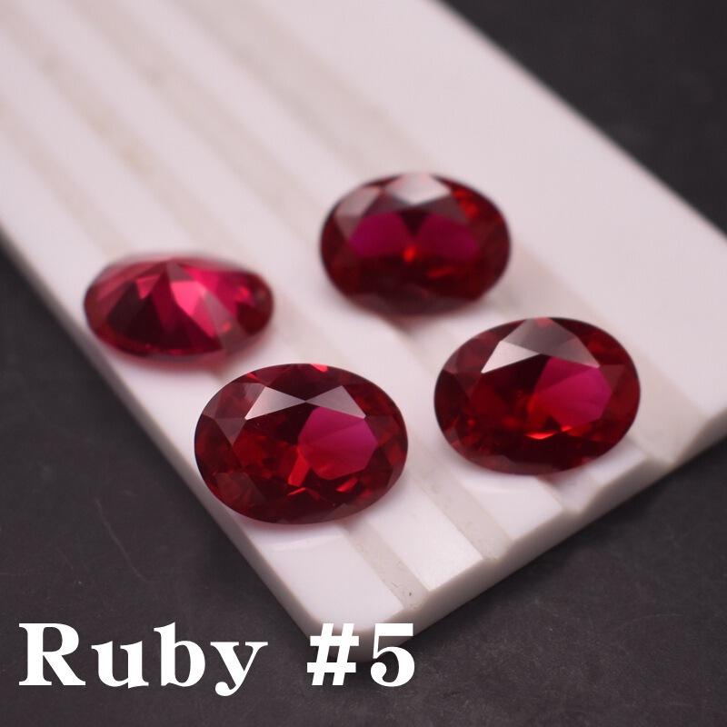 Jewelry with stone Oval ruby ring surface bare stone pointed bottom faceted egg-shaped red corundum bare stone 5#