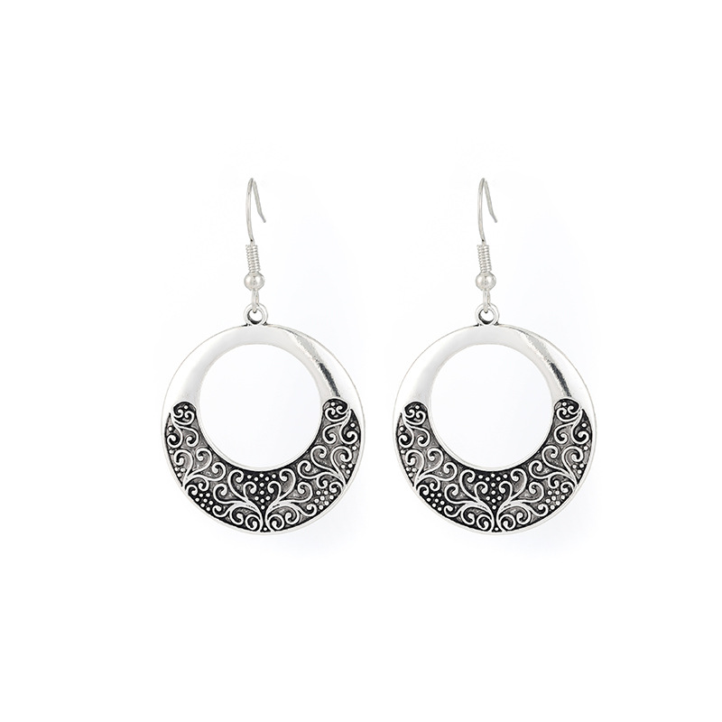 1 conjunto de estilo nacional popular transfronterizo metal circular con collar de bordas pendientes joyerías retro europeas y estadounidenses al por mayor image 6