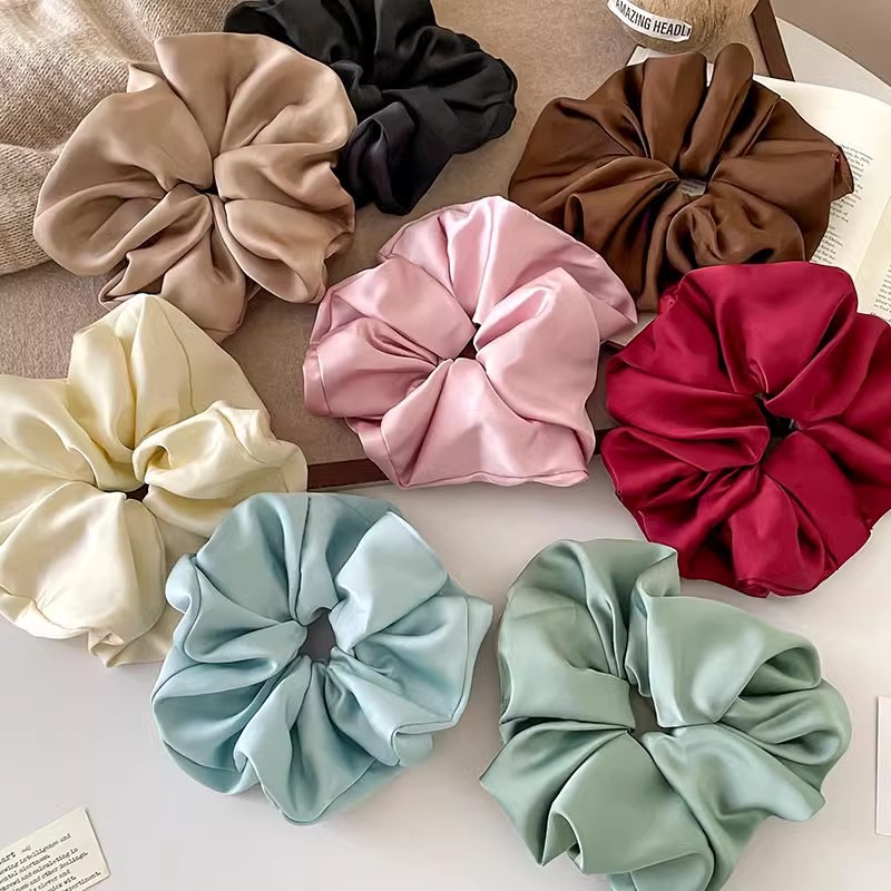 2025 nuevo retro satén de cabello de cabello anillo de intestino grande mujer coreana atada baja cabello de cabello de cola de caballo adornamiento de cabello coreano