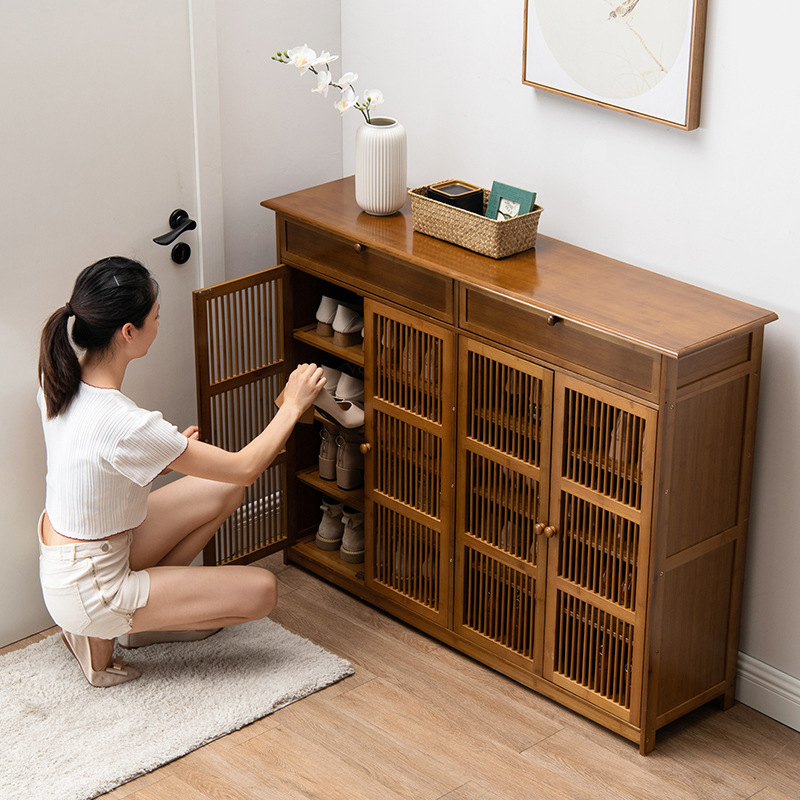 New Second-Hand Shoe Cabinet, Light Luxury and High-End, Home Stool and Shoe Rack, Integrated Multi-Layer Storage, New Chinese Style Entrance Cabinet