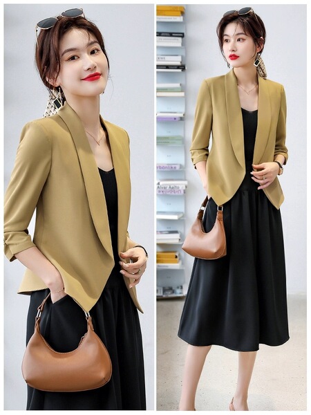 White shiffon thin summer classic suit jacket