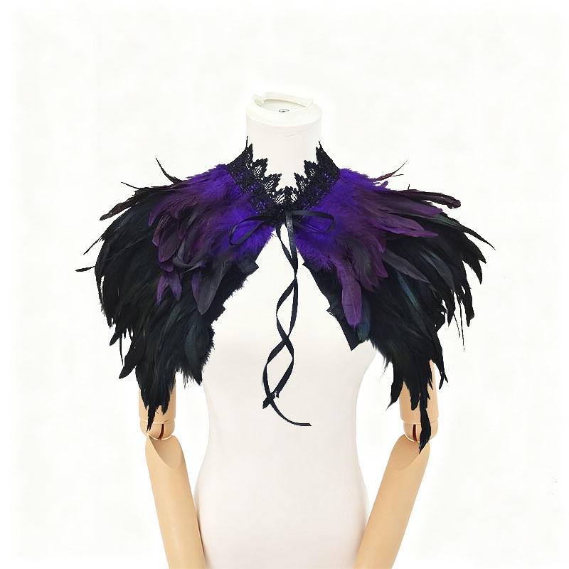 Challas de plumas, capa de lucha libre, baile de baile, chaleco de plumas, cuello falso, bib, capa de plumas gruesas, amazonas