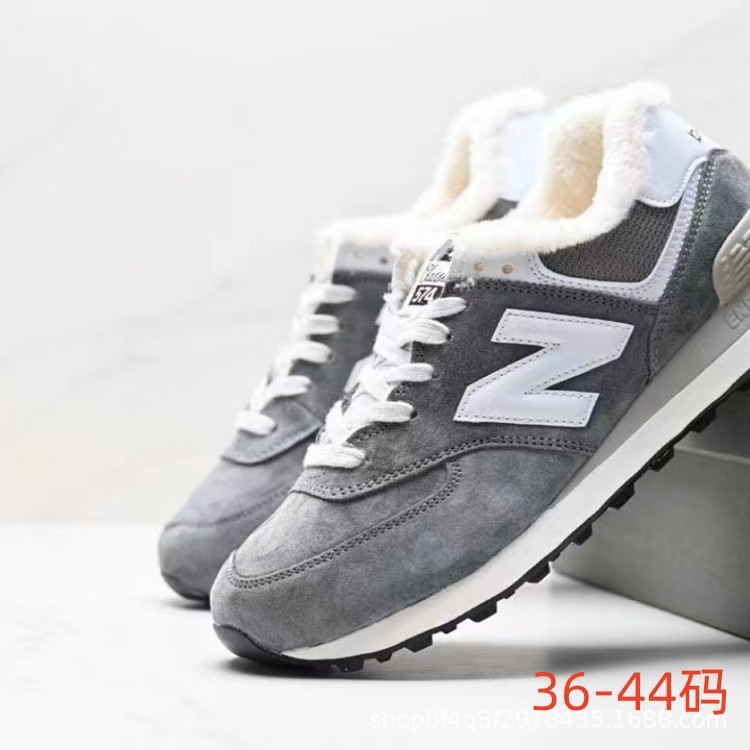 Zapatos Pitian al por mayor caliente NB574 otoño y invierno cerdo con capa de cabeza de lana más zapatos de correr casuales para hombres y mujeres