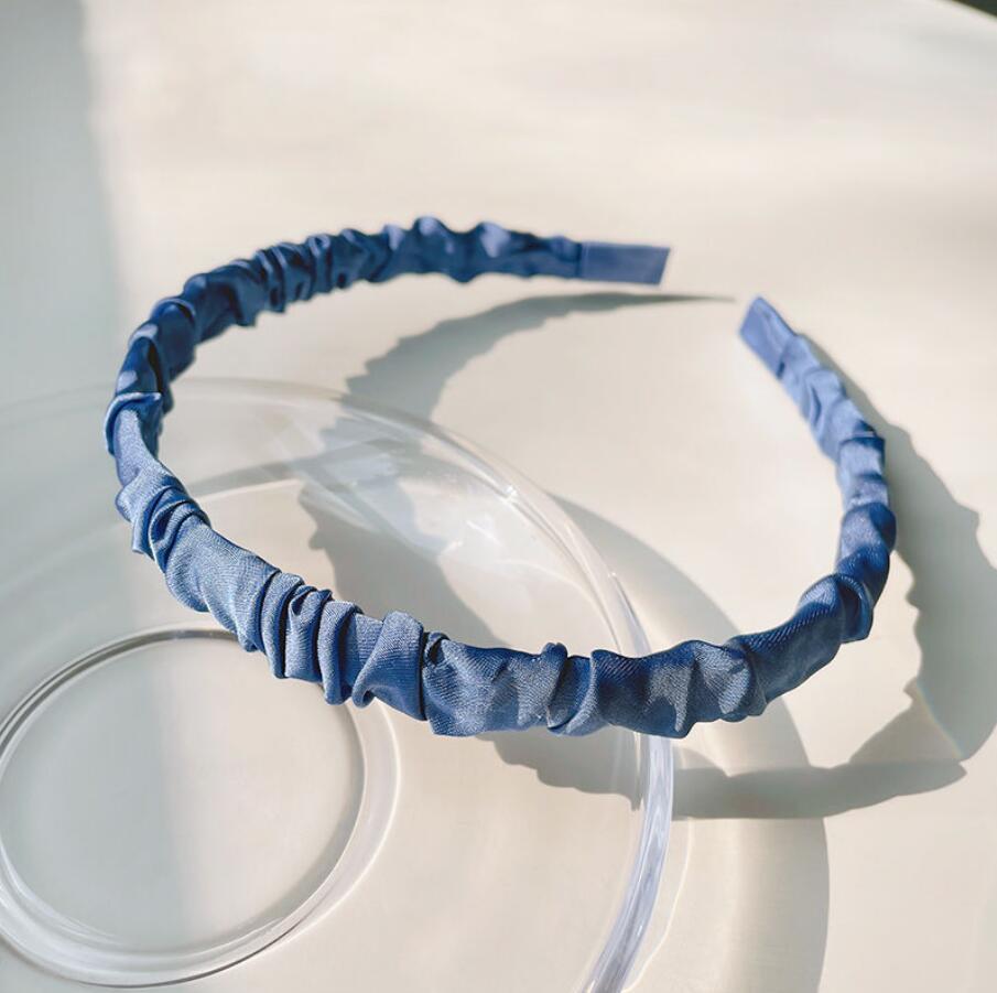 6＃深蓝丝光褶皱发箍