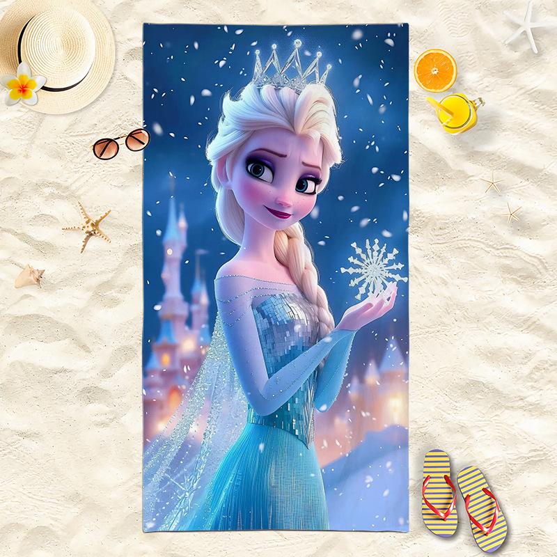 Princess Elsa Kidsren's Beach Towel Girls' Absorbent Swimming Bath Towel Frozen Quick-Drying Bath Towel Convenient Towel Princess Elsa Kidsren's Beach Towel Girls' Absorbent Swimming Bath Towel Frozen Quick-Drying Bath Towel Convenient Towel