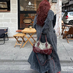 ニッチなデザインのレトロなコントラストカラーのデニムスプライシングシングルショルダー脇の下ハンドヘルドクロスボディバッグ女性用