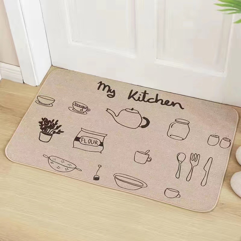 Lino engrosada goma antideslizante alfombra del piso estera del piso del hogar cocina baño dormitorio baño manta absorbente
