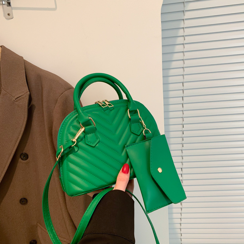 Bolsa de mensajero de hombro de alta calidad de la señora de la bolsa de concha de dos piezas a rayas todo fósforo de moda de este año