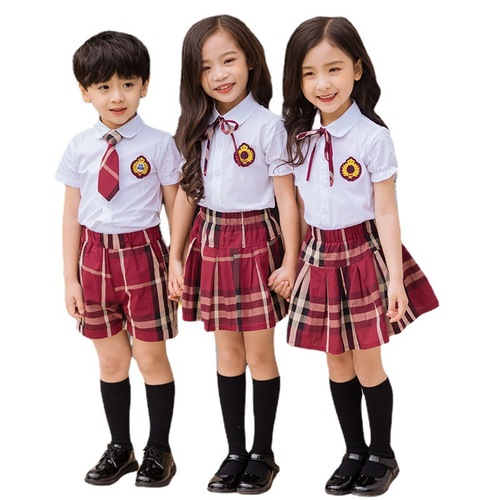 School uniform summer performance suit for elementary students, kindergarten uniform, British style set, dance costume, performance suit, graduation suit