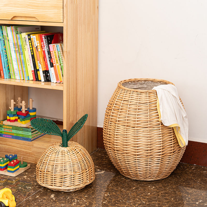 Cesta de almacenamiento de estilo de seda de caña personalizada baño ropa sucia juguetes cesta de almacenamiento de decoración de alojamiento residencial de hoteles cesta de almacenamiento