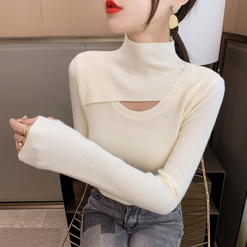 Solid color colored knitted demi-season keep warm sweater for…