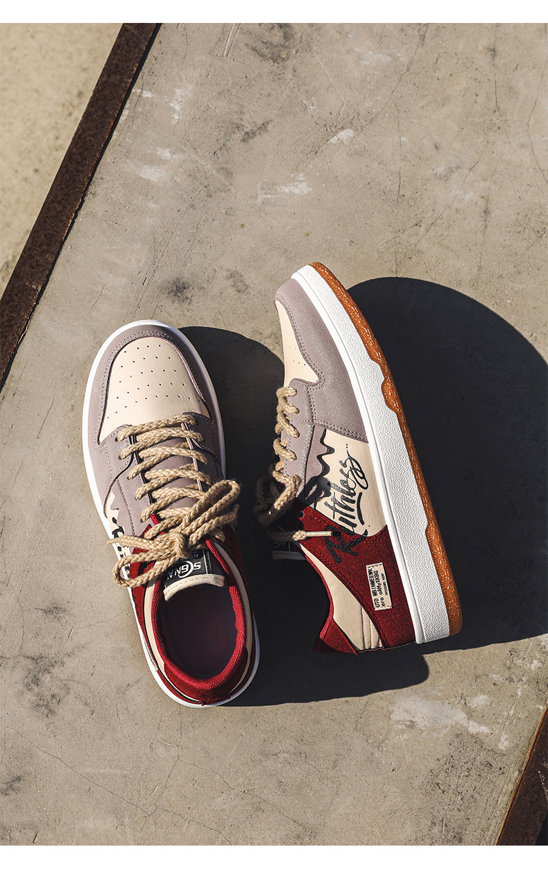 Chaussures de skate graffiti de niche de printemps 2025 pour hommes, version coréenne de la tendance, chaussures de sport décontractées à coutures rétro, chaussures pour hommes_voghion.com