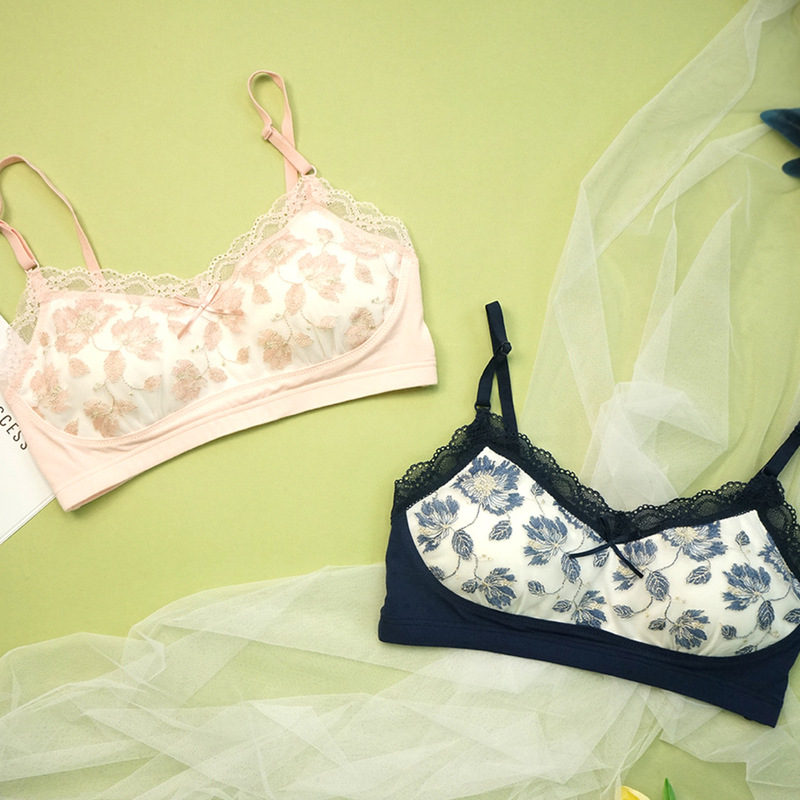 Japanese-Style Women's Gathered Strapless Anti-Exposure Bra, Wireless Thin Lace Edge Side-Gathering Bra with Soft Support