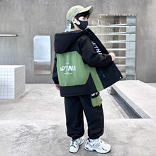 男童秋冬装运动套装2025新款儿童冬季加棉加厚冲锋棉衣加绒两件套