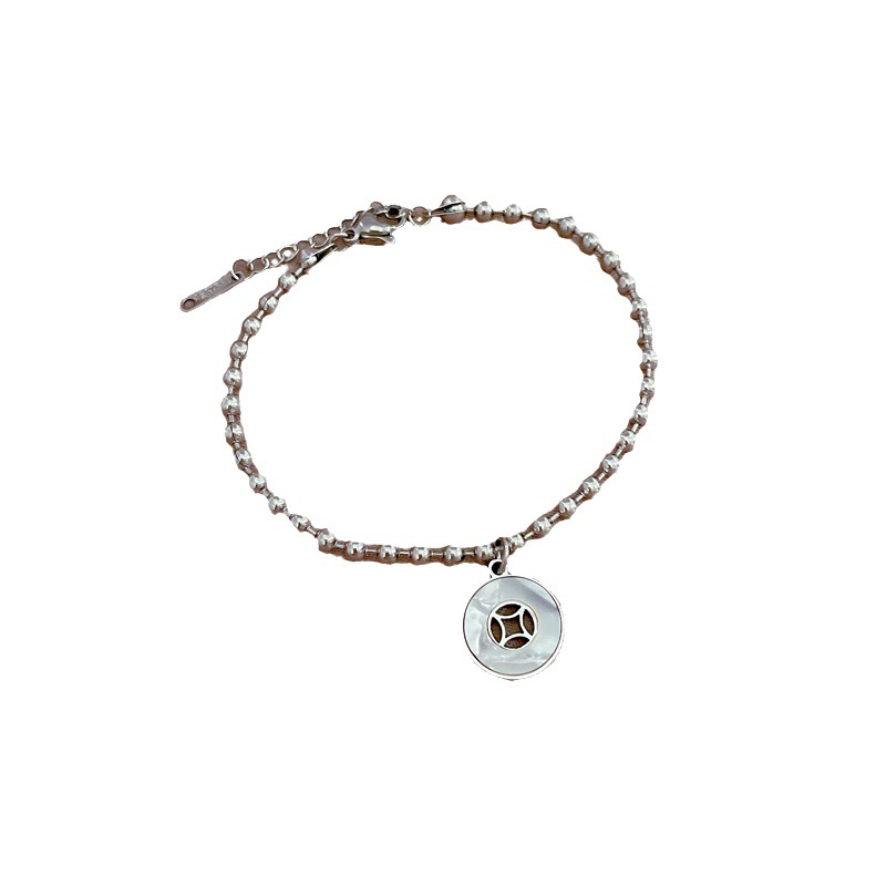 【 Full body titanium steel 】 East Gate Personalized circular ring shell coin circular bead bracelet female internet_voghion.com