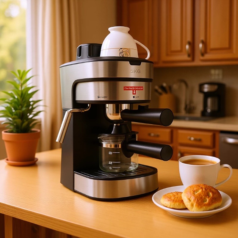 Máquina de café de acero inoxidable italiano máquina de café de presión de leche semiautomática hogar 3.5bar bomba hogar