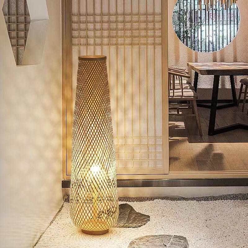 New Chinese Style Minimalist Floor Lamp Tatami Living Room Bedroom Sofa Bedside Vertical Table Lamp Zen Minimalist Floor Lamp
