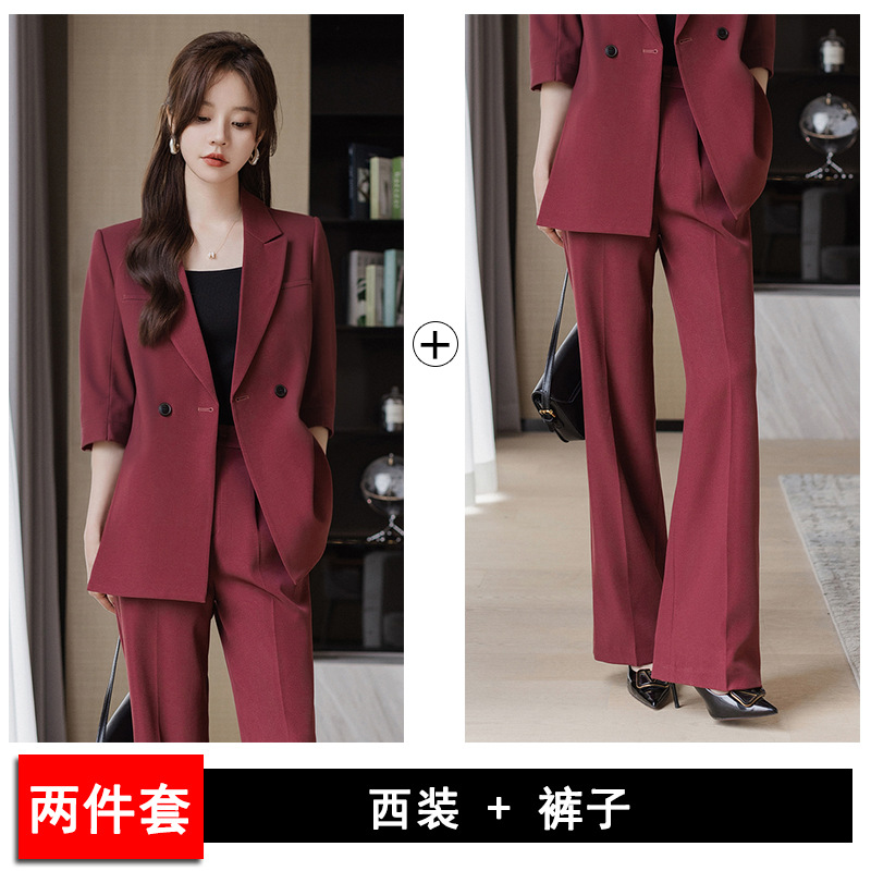 【Summer style】Plum color suit + pants