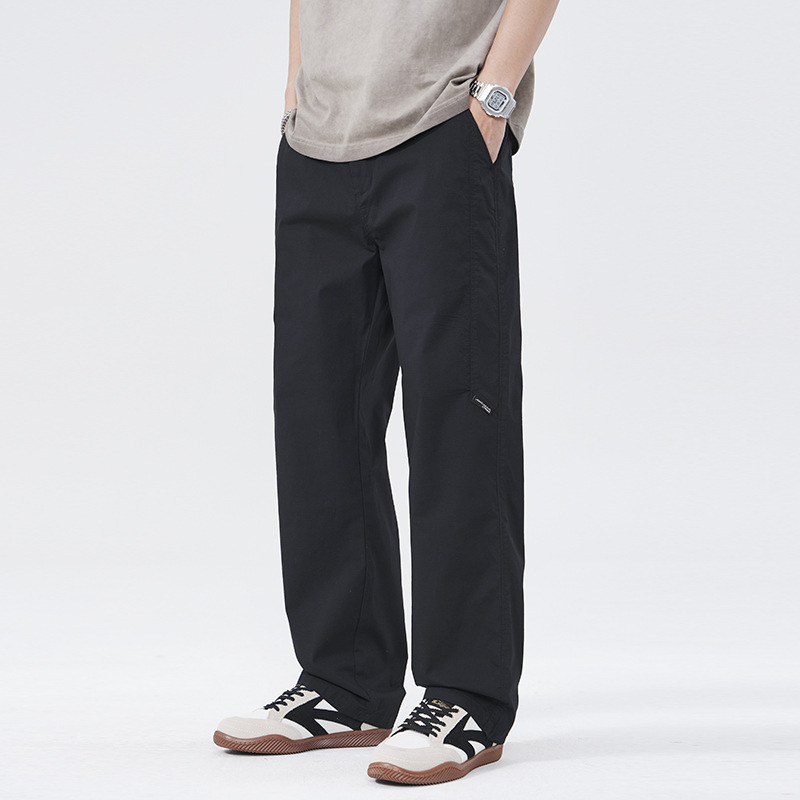 Spring 2025 Black High-end Casual Pants Men's Elastic New Loose Wide Leg Fashionable Straight Pants Spring 2025 Black High-end Casual Pants Men's Elastic New Loose Wide Leg Fashionable Straight Pants