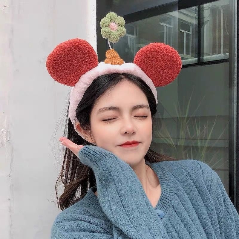 Línea telefónica famosa en línea Pequeño ramo de flores correa de cabello de lavado de cara de mujer correa de cabello de dibujos animados Mickey correa de cabello coreano adornamiento de cabello un agente de cabello