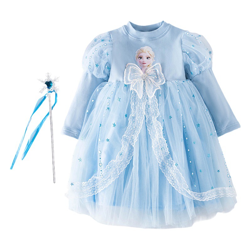 Niñas estilo coreano de manga larga aisha princesa vestido niños 2024 nuevo otoño aisha vestido algodón malla falda moda