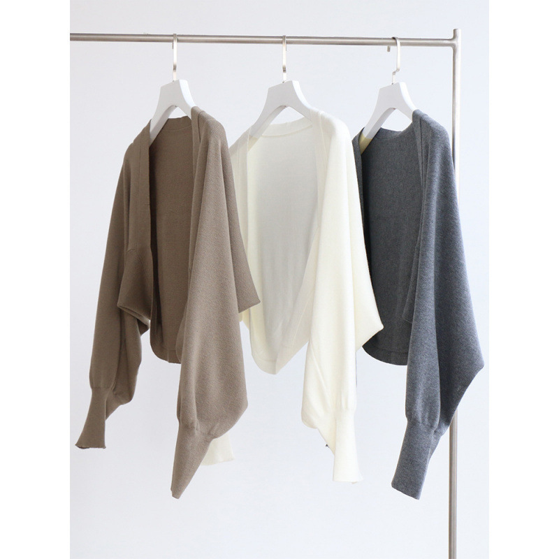 Casual Lazy Style Wool Knitted Shawl One-Piece Profile Cardigan Women's Top Batwing Sleeve Autumn and Winter 6104