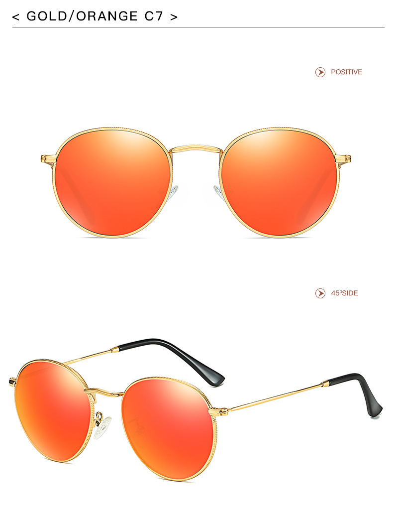 Retro Solid Color Tac Round Frame Full Frame Women's Sunglasses display picture 19