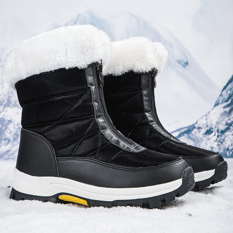 Botas de nieve al aire libre para mujeres más zapatos de algodón grueso de velcro de invierno 2024 nuevo tipo con cremallera de suela gruesa calentadora de algodón