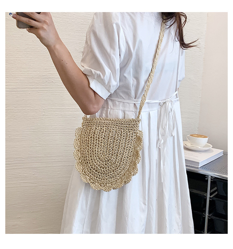 Streetwear Solid Color Square Zipper Straw Bag display picture 2