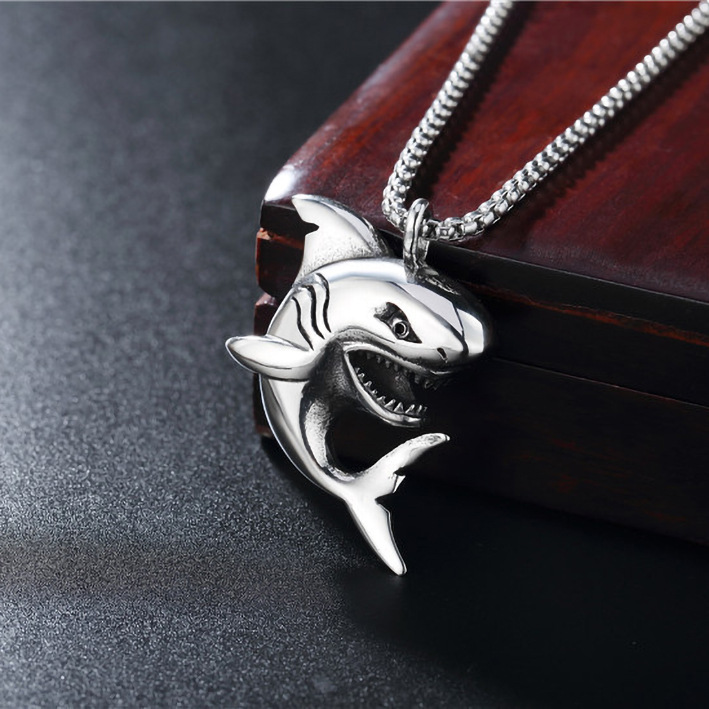 16g Weight Alloy Pendant Material Hip-hop Shark Stainless Steel Alloy Plating Men's Pendant Necklace