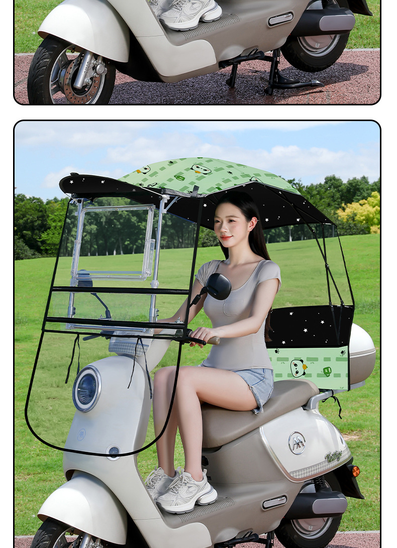 New foldable retractable electric vehicle canopy, quick-release, waterproof and sun-proof motorcycle rain and sun protection cover