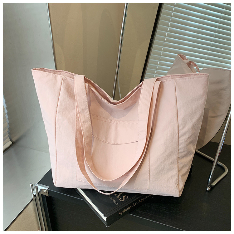 Cross-border laid-back style nylon bag for women 2025 new casual large-capacity shopping handbag, simple and lightweight single-shoulder bag undefined