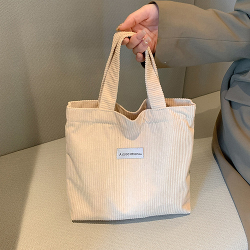 Lunch bag with ins light twill, thick and fresh sweet park small tote canvas bag, cream pure color office lunch box
