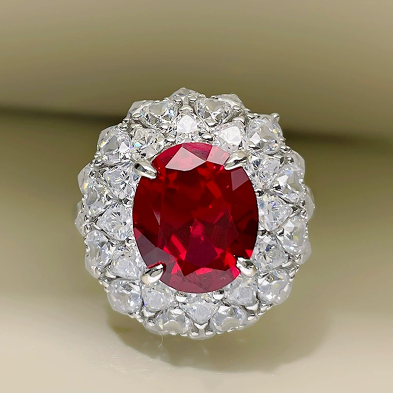 Роскошное кольцо Love Zircon из драгоценного камня Jin Jiahua с полной инкрустацией, кутюр, тяжелая промышленная роскошь 8 каратов, красный воздушный шар кольцо