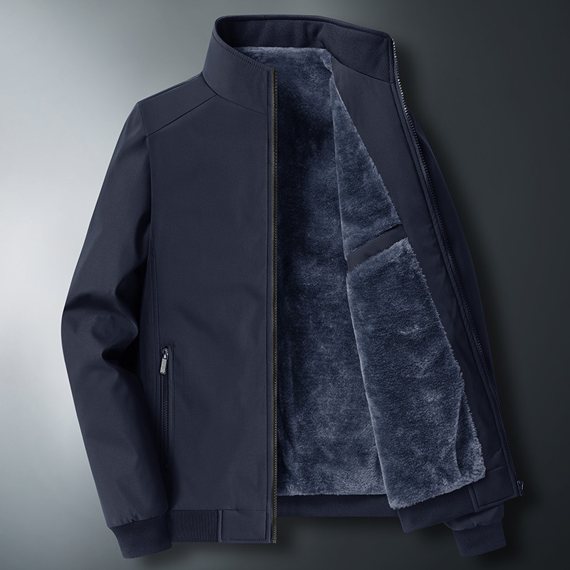 Autumn winter plus velvet thick middle-aged jacket 50-60-70 elderly warm and casual men's top_voghion.com