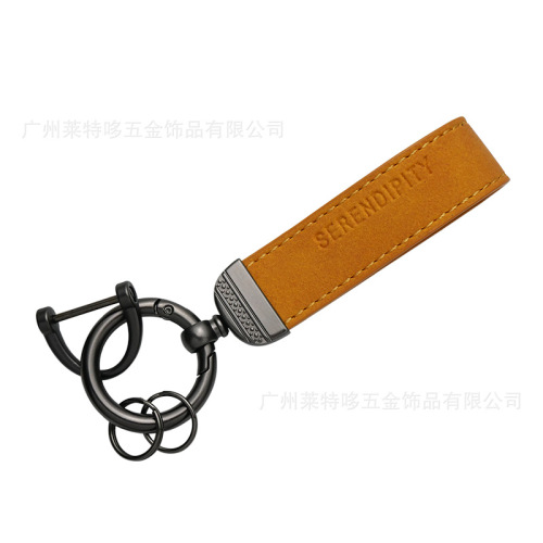 Cross-border creative leather car keychain pendant motorcycle and motorcycle keychain metal accessories can be printed