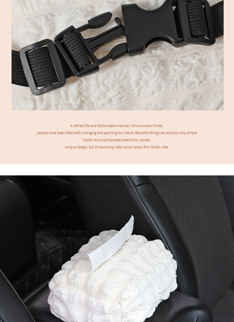 Car Tissue Box Puff Fabric Hanging Armrest Box Paper Box Car Multifunctional Storage Bag Tissue Box