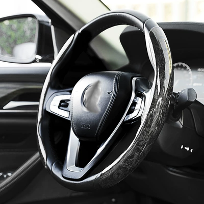 Flat Peach Wood Grain Steering Wheel Cover, Suitable for All Seasons, High-End Car Handle Cover, Non-Slip, Ultra-Thin, Luxury Car Card Cover (Steering wheel cover) - flat-peach-wood-grain-black-2-pieces-38cm