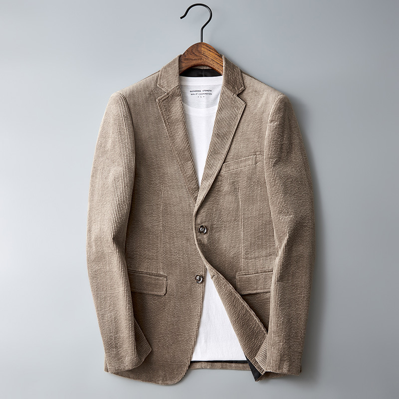 European Station 2026 Spring and Autumn New Men's Slim Fit Casual Corduroy Suit Cotton Corduroy Blazer