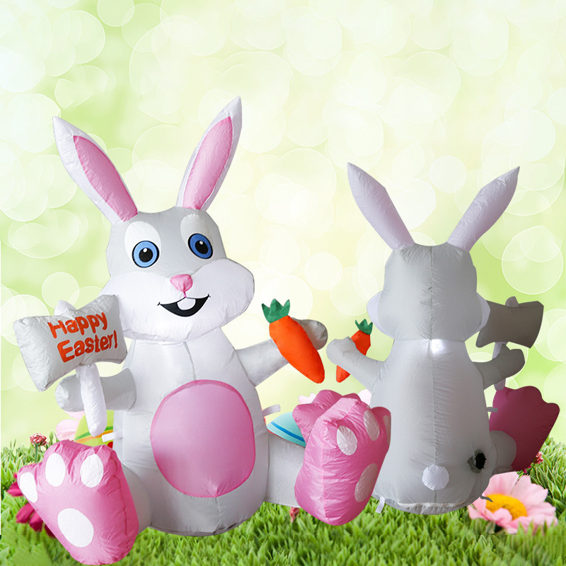 跨境專供復(fù)活節(jié)氣模充氣舉牌兔子發(fā)光氣模裝飾庭院布置道具擺件