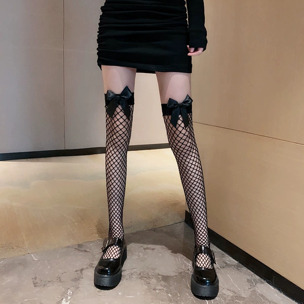 Black-Black Butterfly-Net Stockings